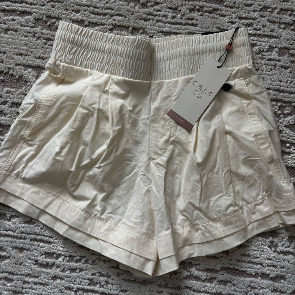 Cream High Waist Casual Shorts
